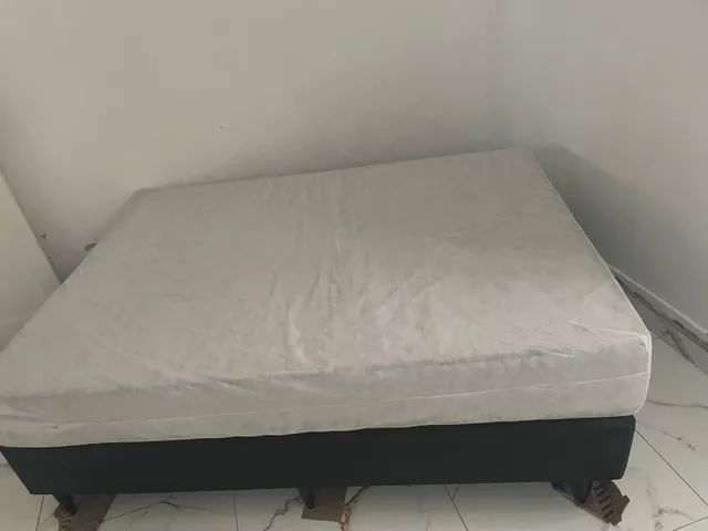 Base Sommier Ortobom Nobuck Black, Incluindo Colchão Prata Spring