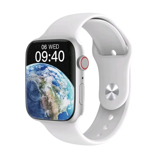 SmartWatch - Serie 9 MAX  - PRATA c/ Pulseira BRANCA - ZERO!
