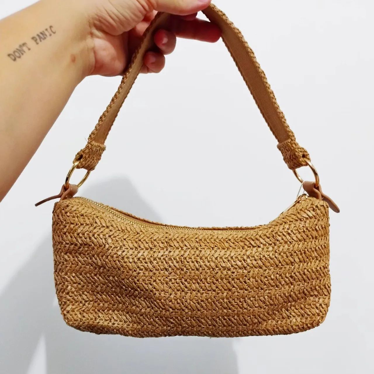 Bolsa de Ombro em Palha baguete duas alças Primark original - Foto 3