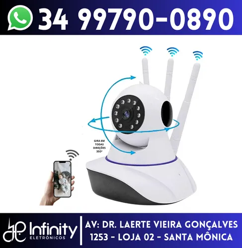 Câmera Wifi Ip Robô 360º Monitorada por App no Celular