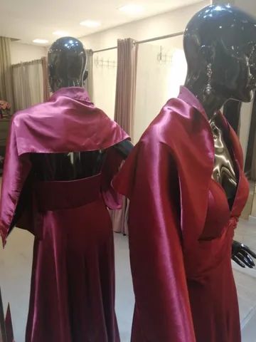 Vestido de festa longo Cetim Vermelho - G - Foto 3