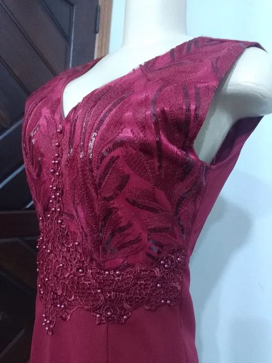 Vestido bordado com pérolas e mini miçangas - tamanho G - Foto 5