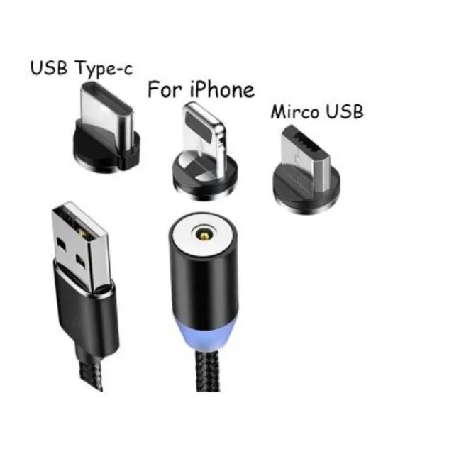 Cabo Carregador Magnético 3x1 iPhone Tipo C Micro Usb Rápido - Foto 5