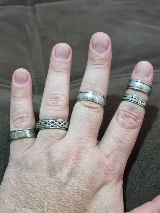 Anel Aço Inox giratórios - Estilo Viking, Cruzes e Corda