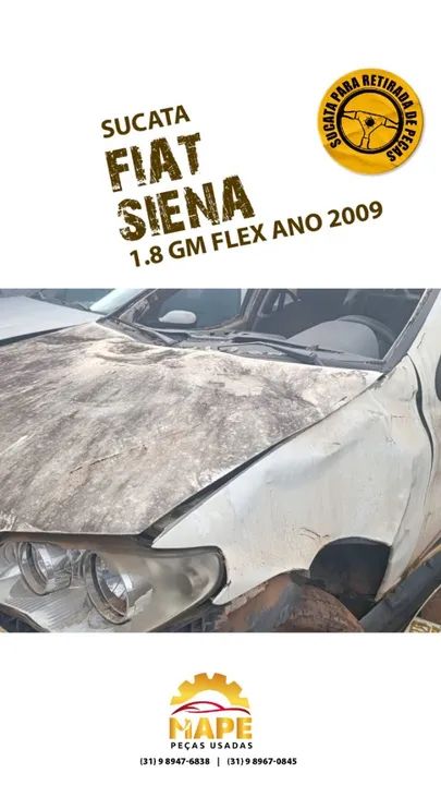 Sucata Fiat Siena 1.8 GM FLEX, ANO 2009 retirada de peças