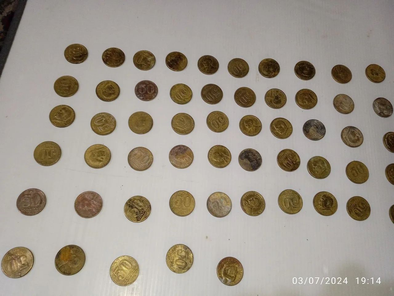 Moedas nacionais de 0,50 centavos décadas de 40 e 50 kit com 55 peças  - Foto 2