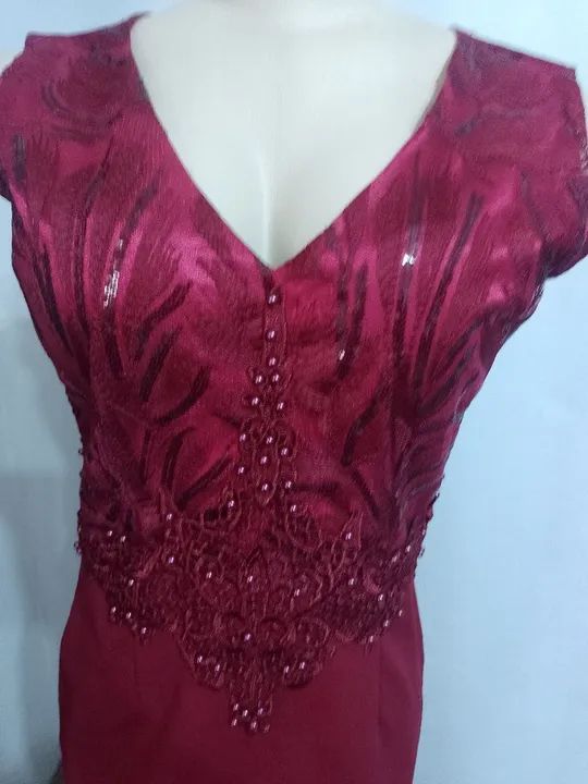 Vestido bordado com pérolas e mini miçangas - tamanho G - Foto 3