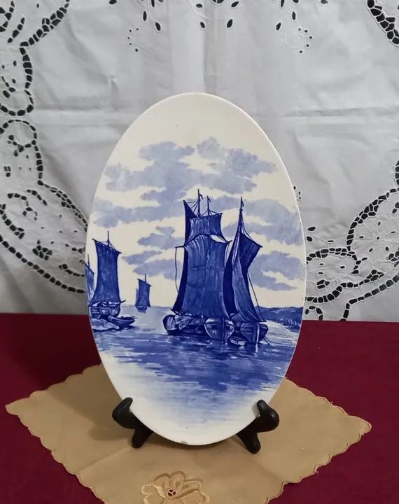 Antiga Placa Delft De Porcelana Alema De Parede - I