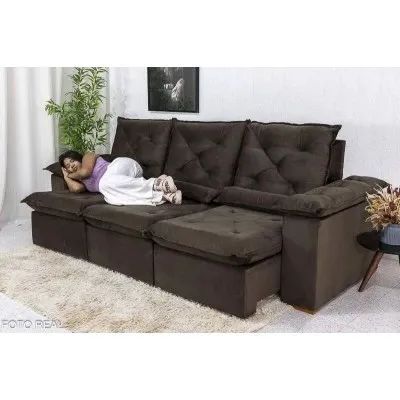 Sofá Retrátil Reclinável Jade 2.70m rf54 - Foto 4