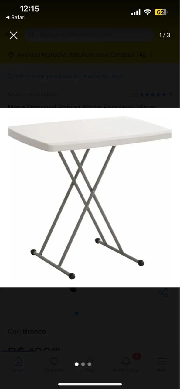 Mesa Dobrável Robust Altura Regulável 80cm