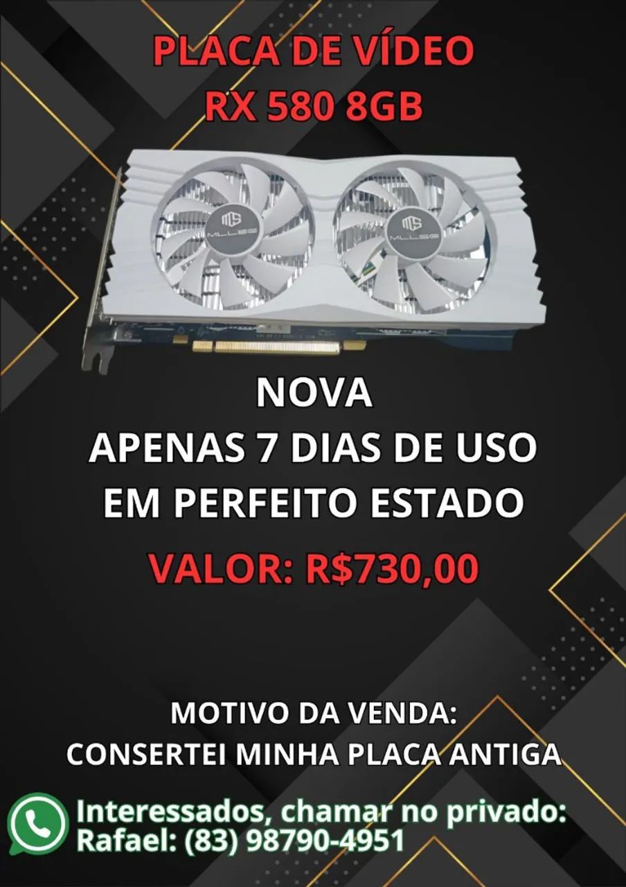 Placa de Vídeo AMD RX 580 8GB GDDR5