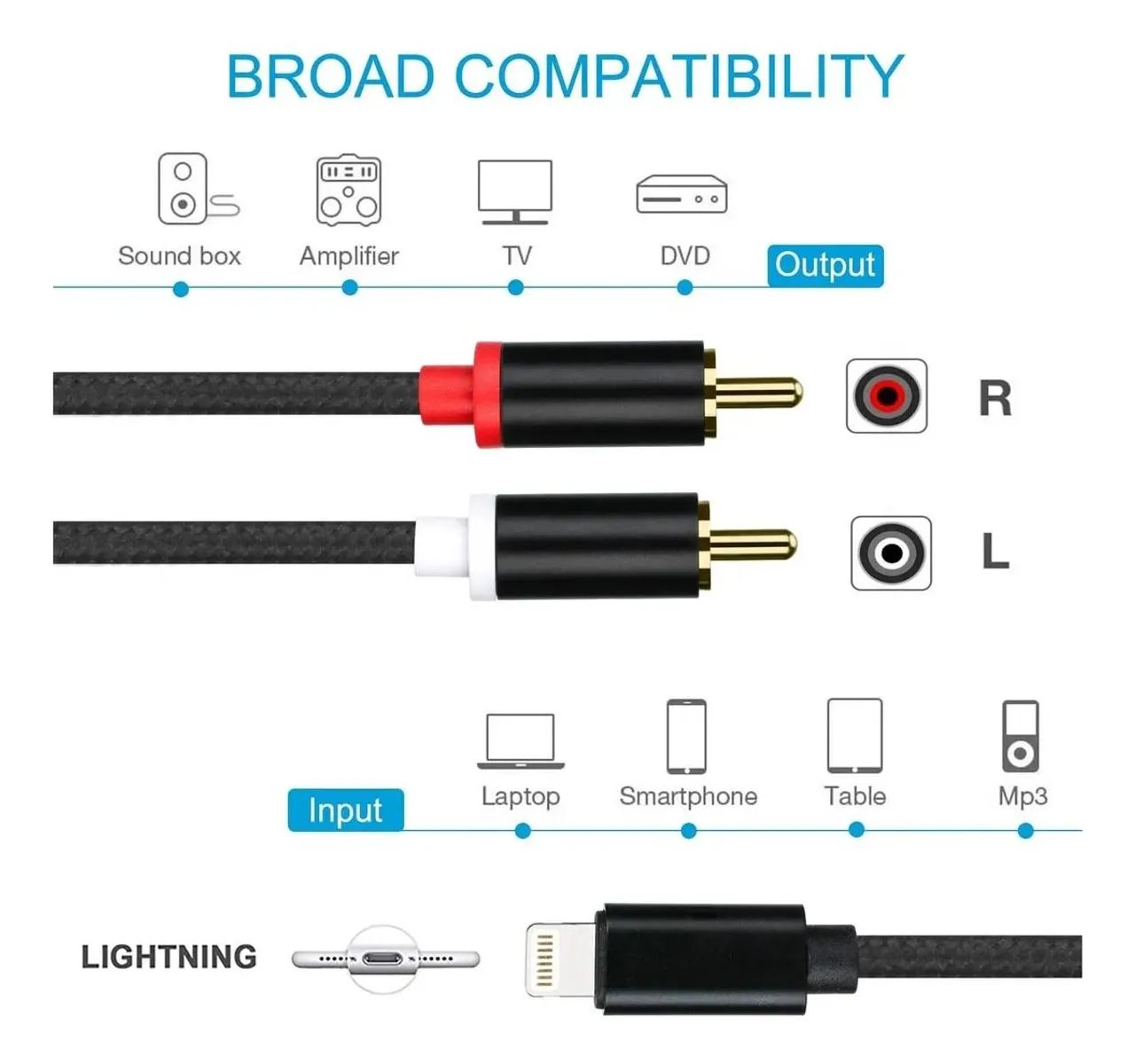 Cabo Lightning para 2 RCA - Áudio de Qualidade - Foto 4