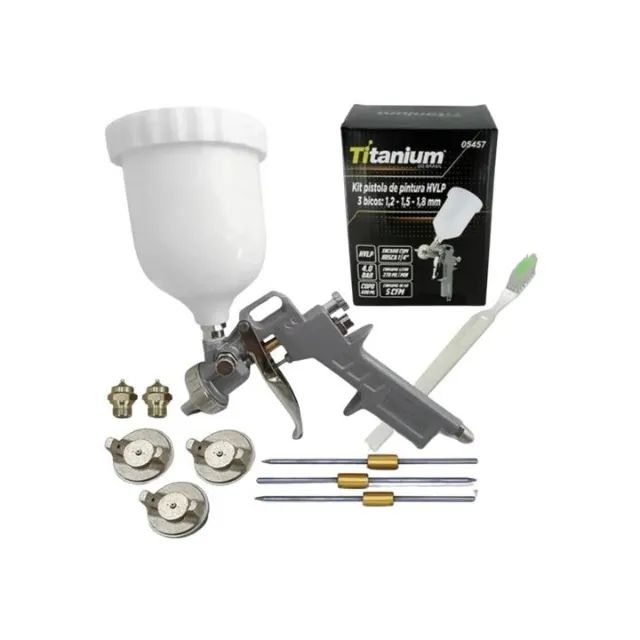 Pistola De Pintura Hvlp Prof 5457 Titanium + 3 Bicos  Kit