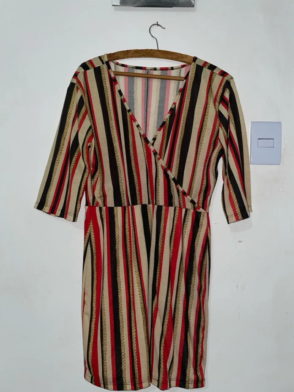 Vestido Listrado Manga 3/4