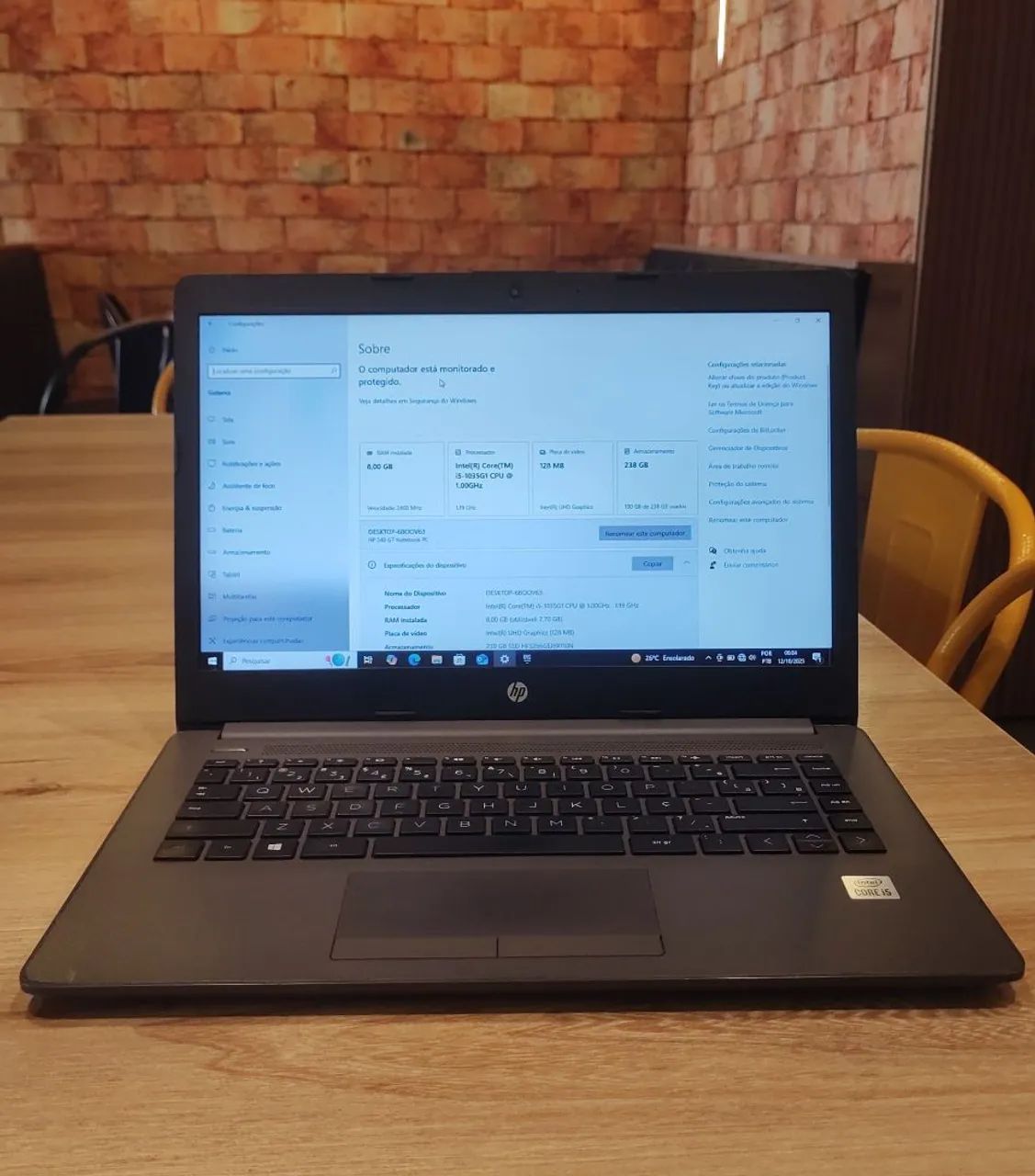 Notebook Hp 240g7 Intel Core I5 10ger 16gb 240ssd Semi-novo