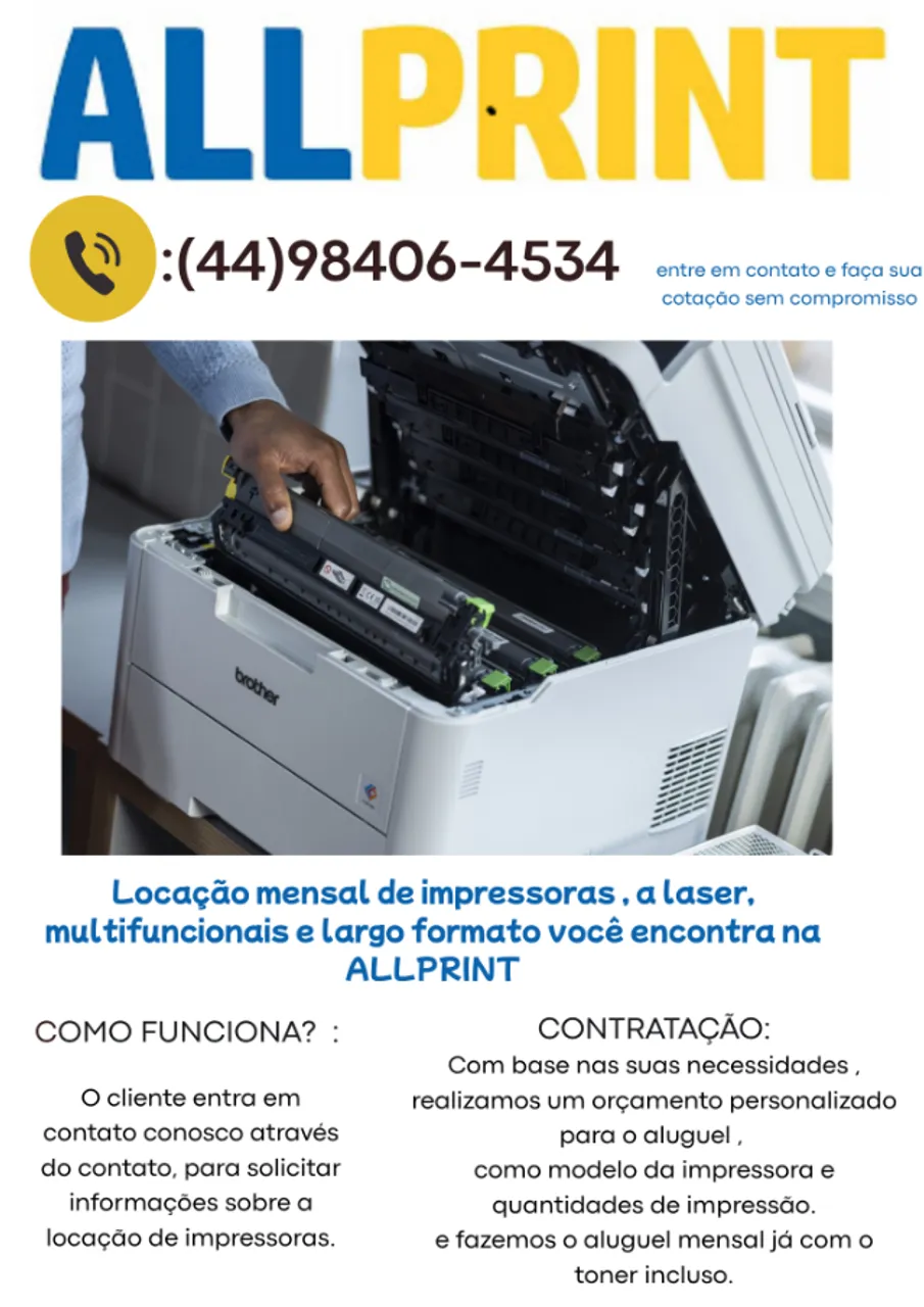 alugue uma impressora!!!! 200,00 por mês já incluso o toner.