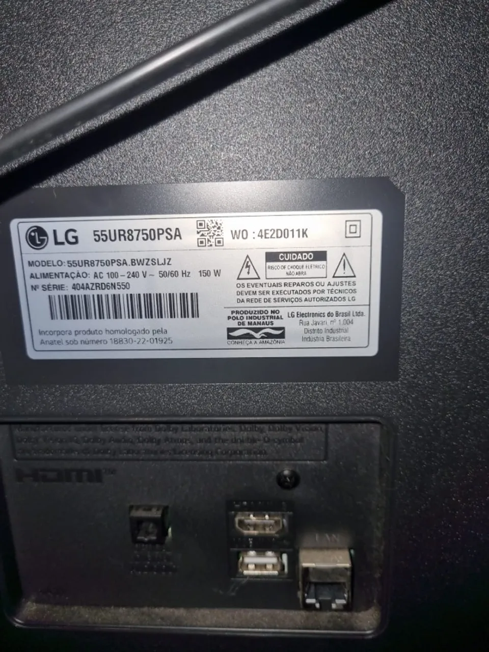 TV LG 55 POLEGADAS 4K ULTRA HD AI THINQ COM DEFEITO