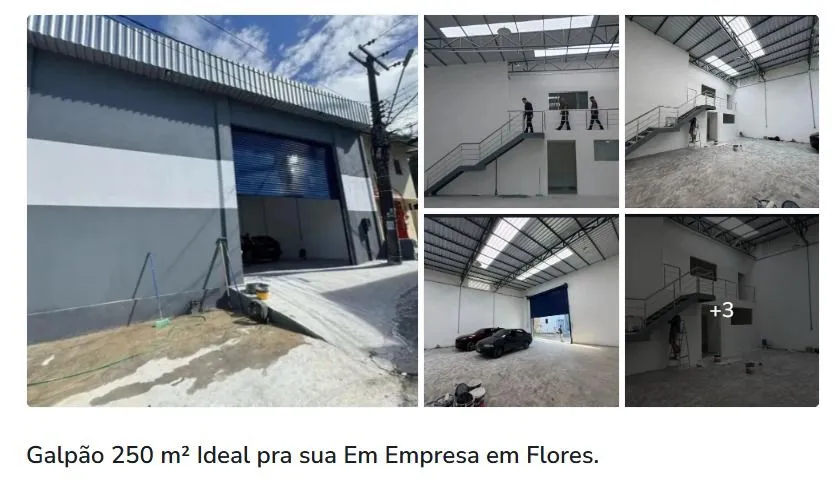 Alugo galpão em Flores Parque das nações 250m2