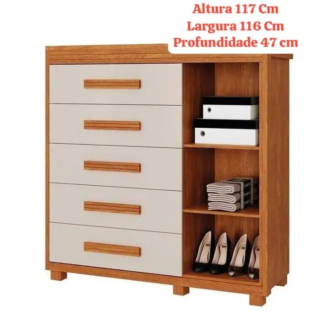 Cômoda 100% MDF 5 Gavetas 1 Porta (MAIS VENDIDO) - Foto 2