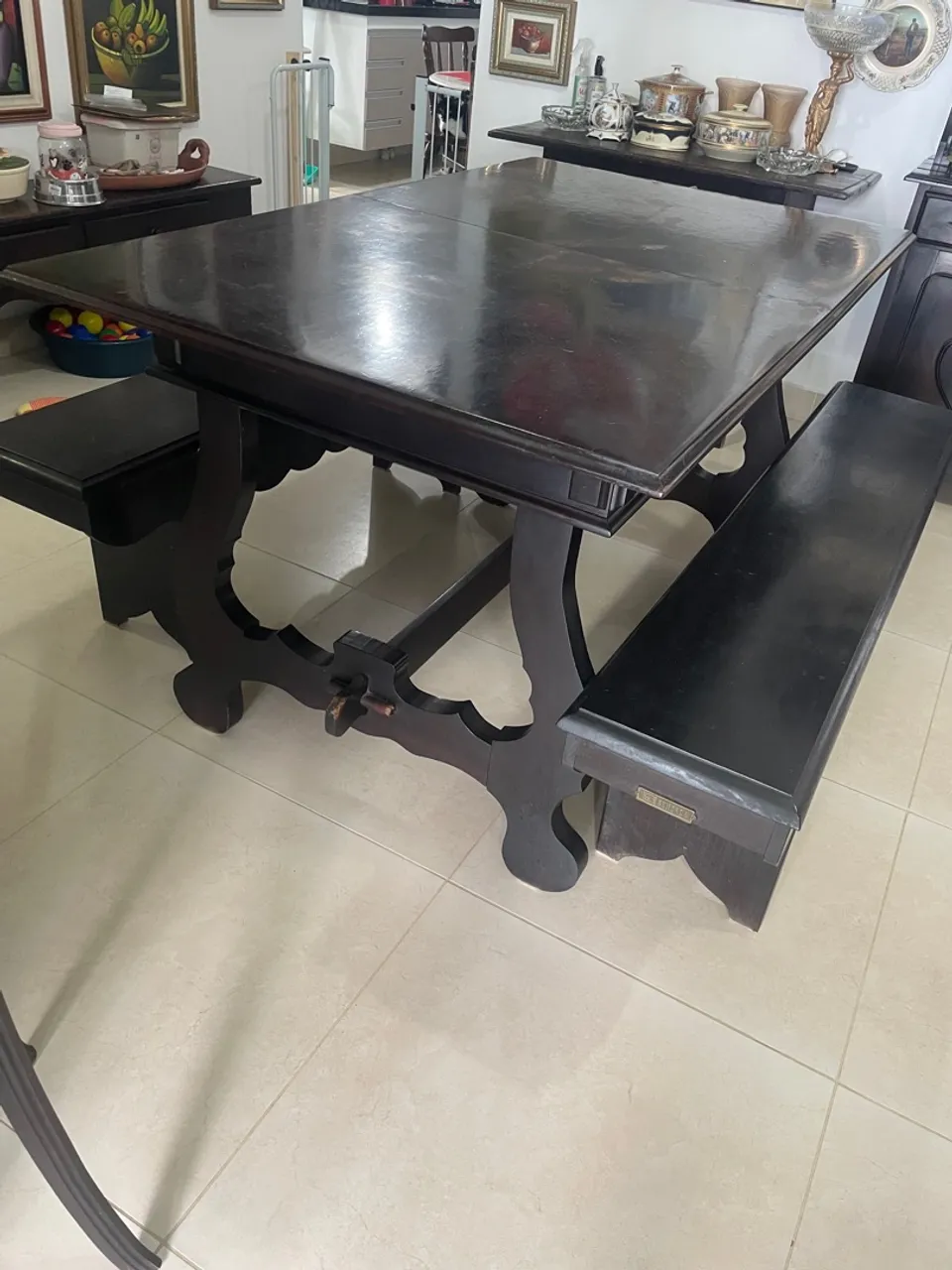 Mesa de Jantar Rústica com Bancos