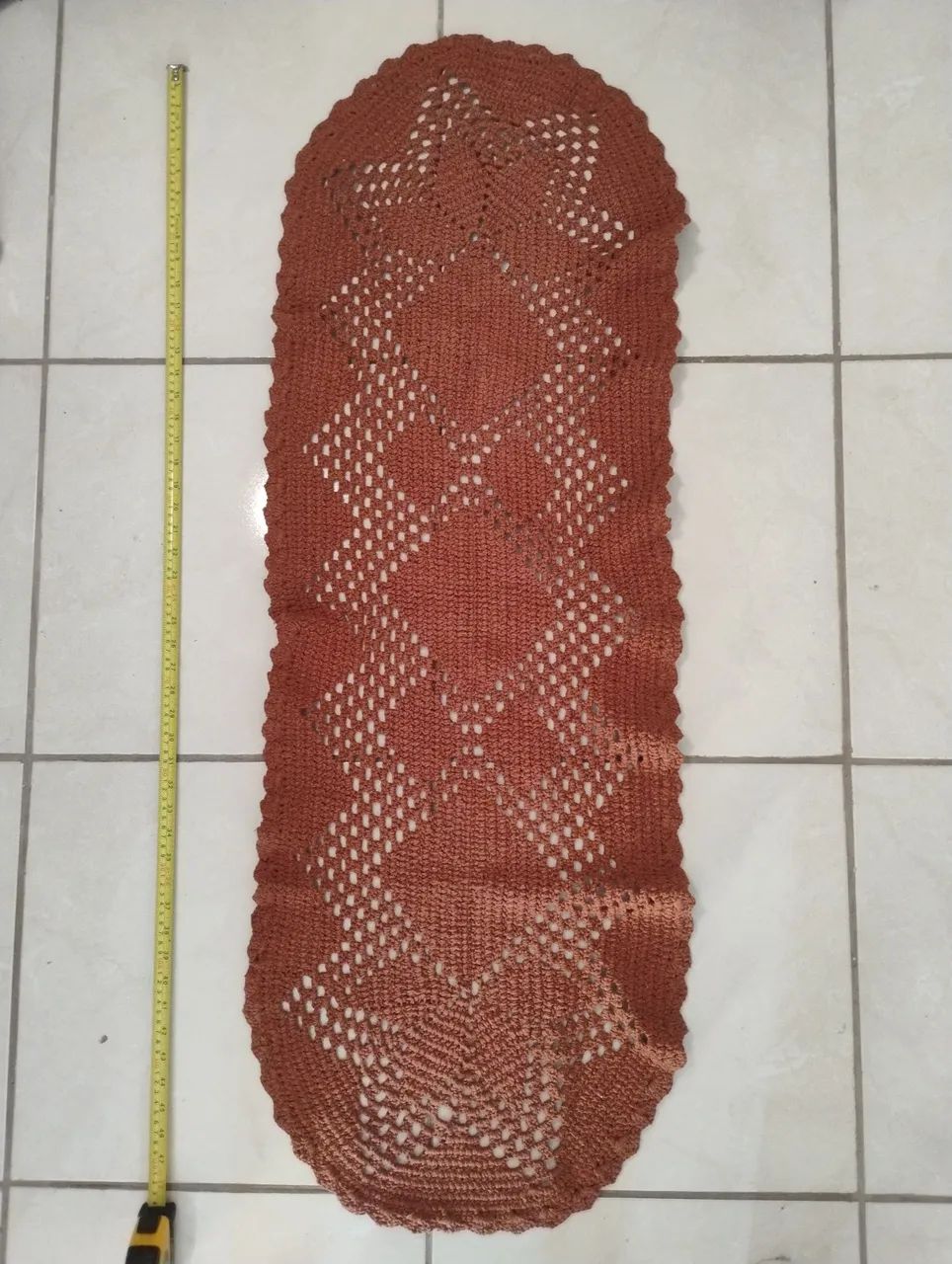 Tapete Oval Crochê Rústico 1,25m