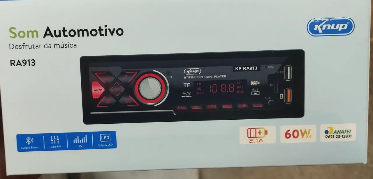 Som Automotivo Bluetooth, USB E Leitor Knup RA913<br> - Foto 5