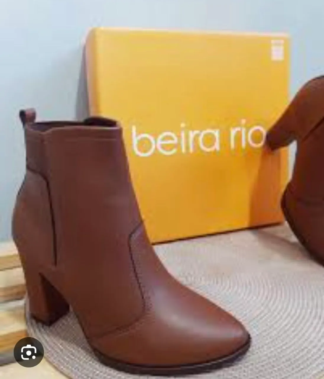 Bota Feminina Beira Rio Cano Curto Salto Bloco - Marrom