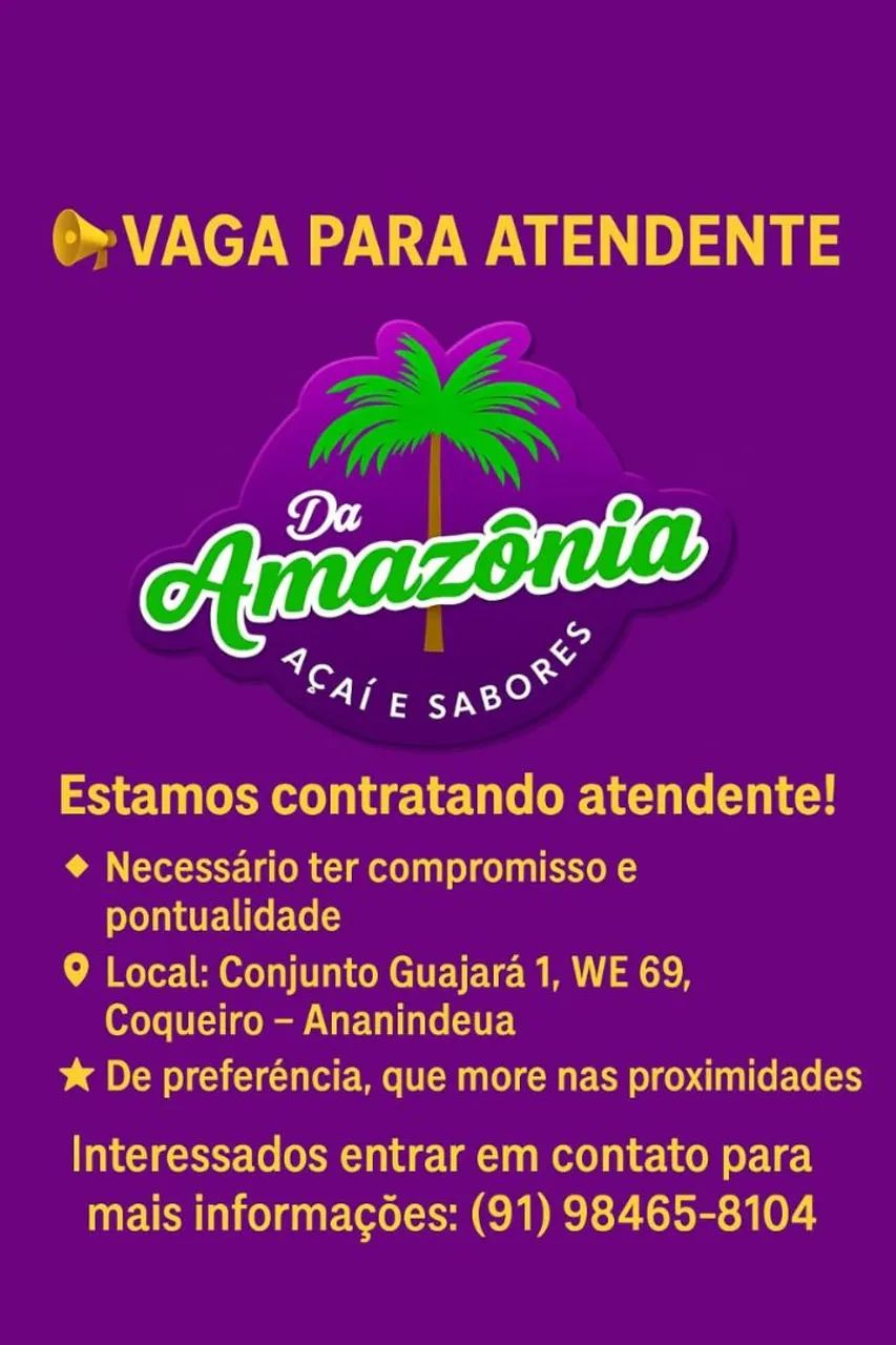 Vaga pra atendente 