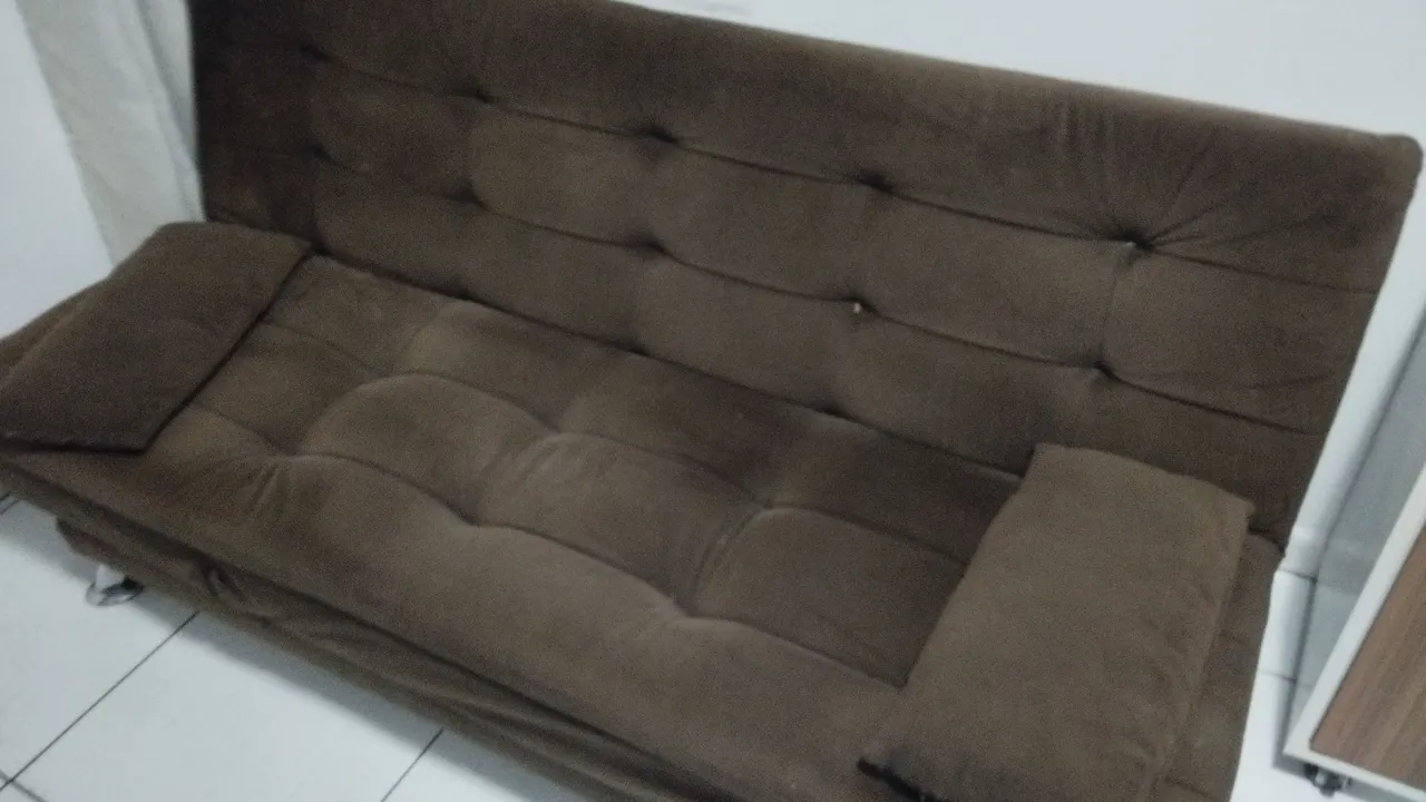 Sofá Cama Marrom Confortável