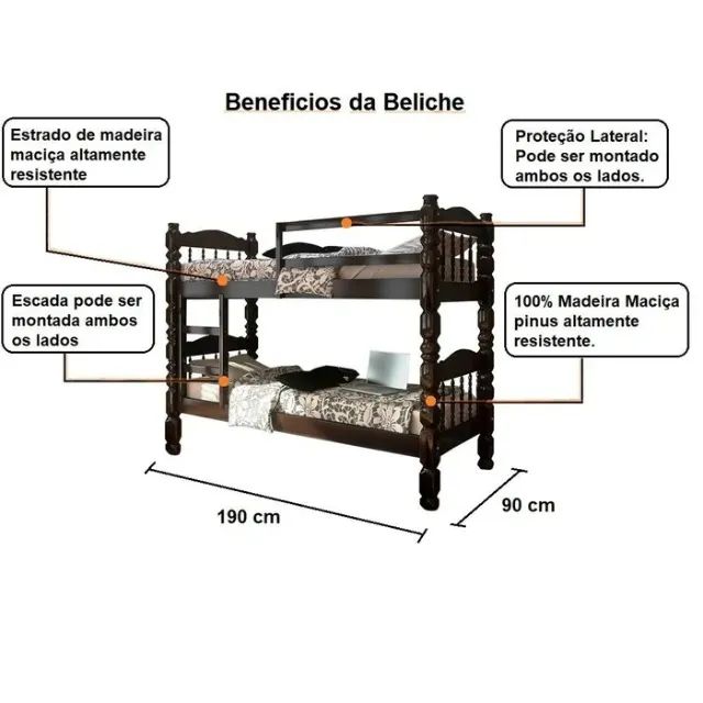 Beliche Palmo Kamabel Madeira Maciça- NOVA, DE FÁBRICA! - Foto 2