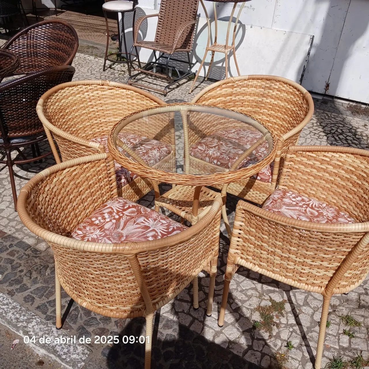 Jogo de Mesa de Jantar em  Vime - 4 Lugares - Foto 4