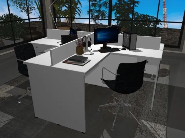 Estação em L. Simply White Alto Padrão. L240cm x P220cm x A74cm