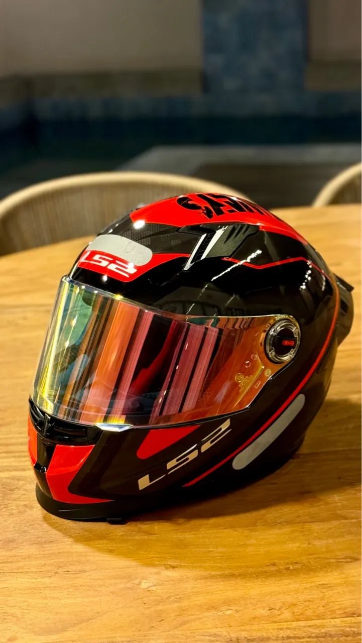 Capacete LS2 Preto/Vermelho - Foto 4