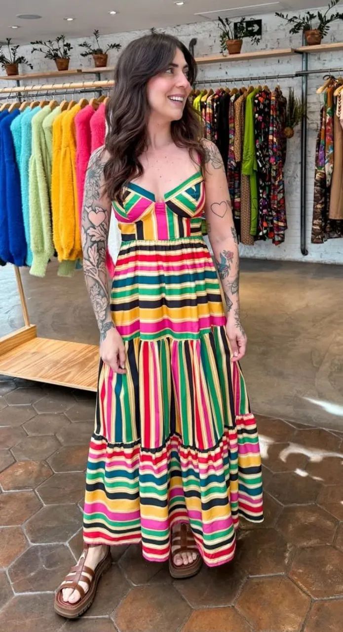 Vestido Farm novo (tag) Listra Rainbow  - Foto 2