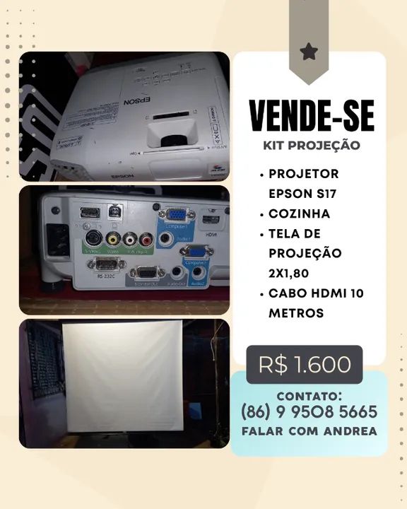 projetor epson + tela de projeção