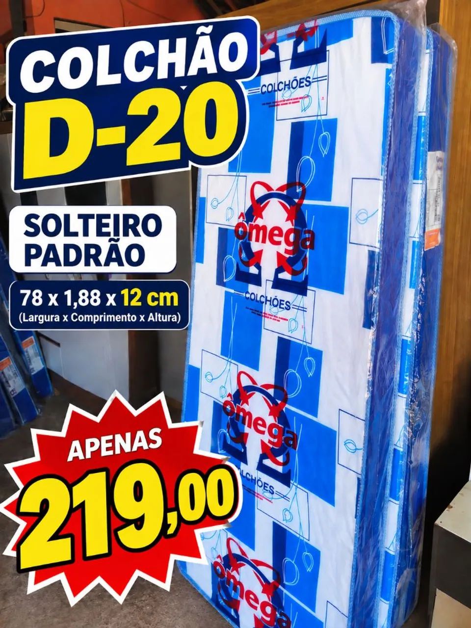 Colchão Solteiro Novo 12 cm 