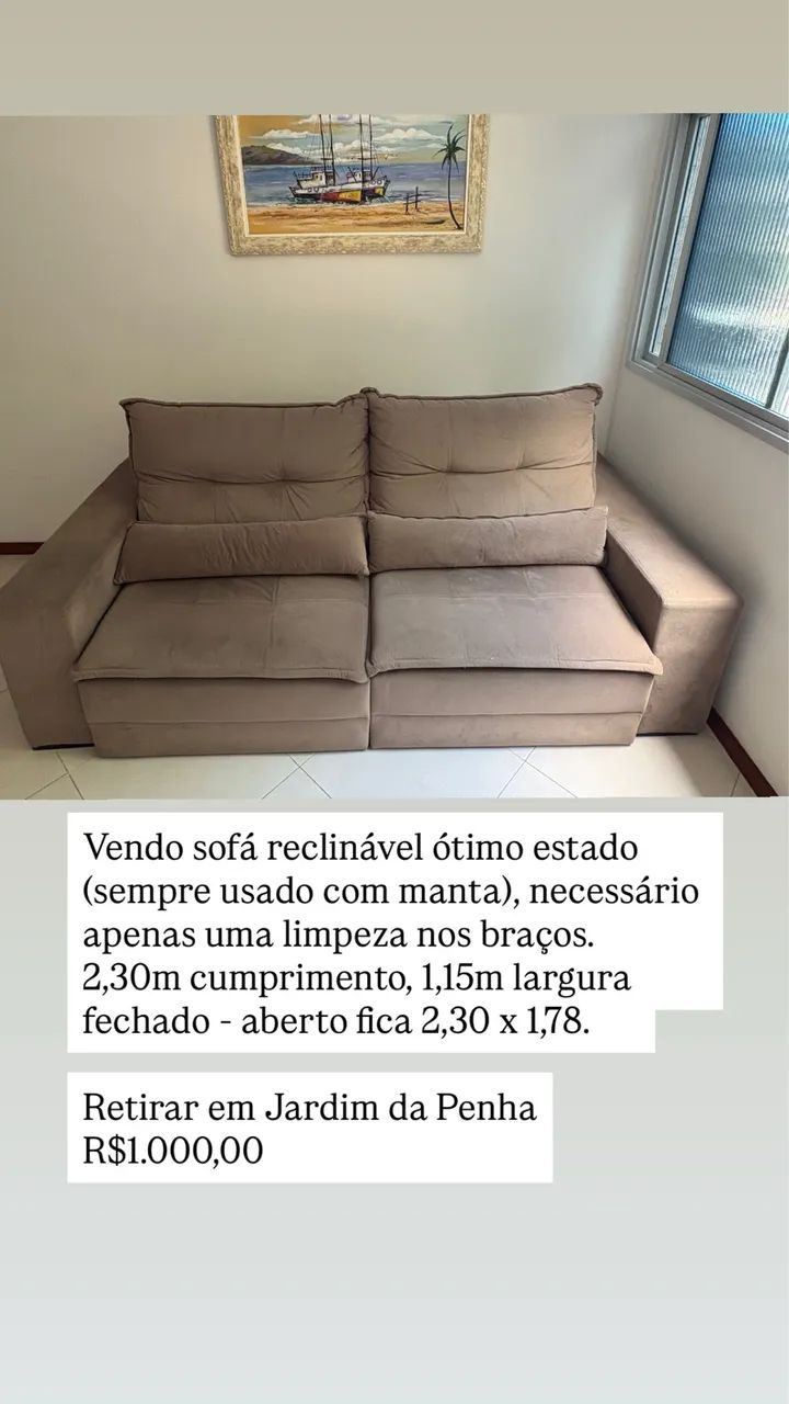 Sofá reclinável 2,30m perfeito estado - Foto 4