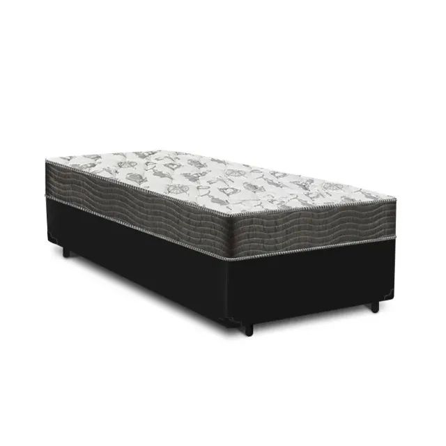 Base Box Solteiro Preta com Colchão Solteiro D33 Ortobom - Entrega Rápida! 