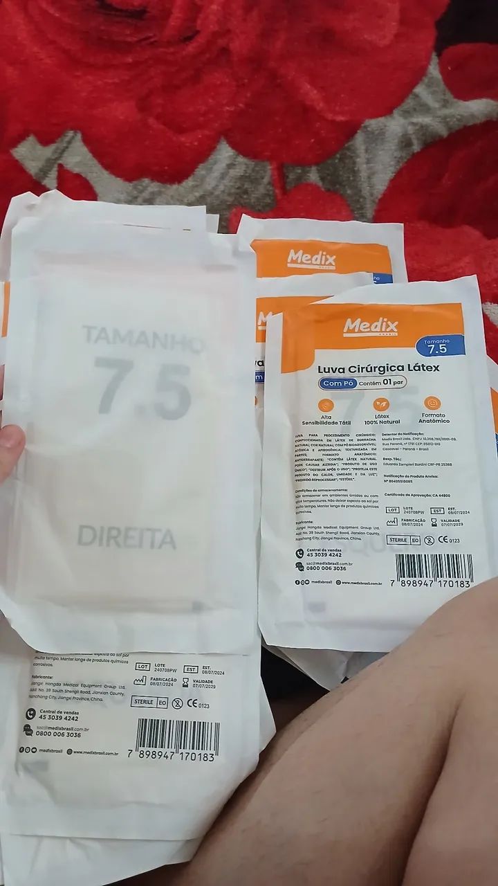 Luvas cirúrgicas de látex tamanho 7,5 - Foto 4