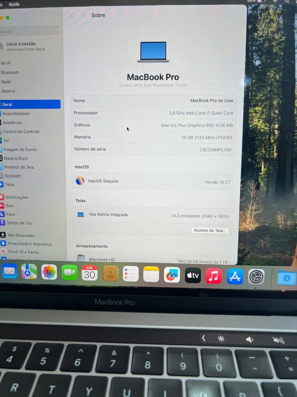 MacBook Pro 2019 i7 16gb 1tb com Touch Bar  - Foto 2