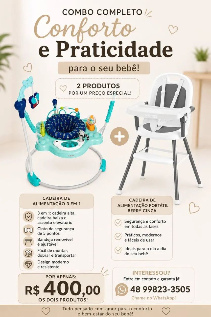 Cadeirinha de alimentação para bebê junto com brinquedo 
