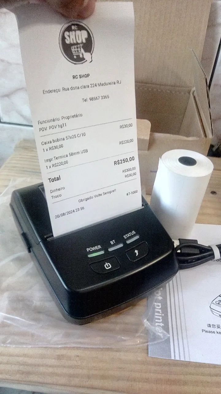 Impressora térmica 80mm Bluetooth Portátil Sem fio - Produto novo
