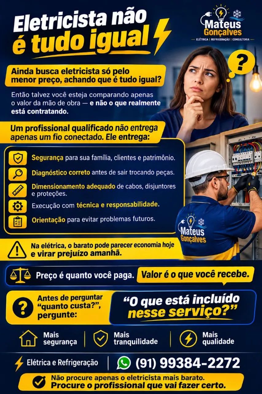 Eletricista, Refrigeração e Consultoria.