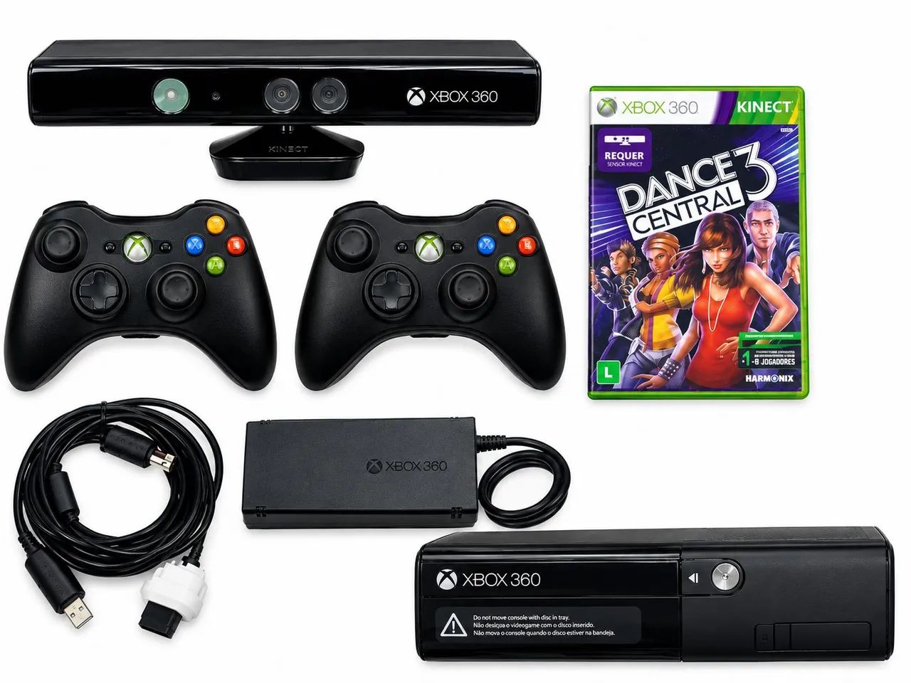 XBOX 360 + 2 CONTROLES E KINECT