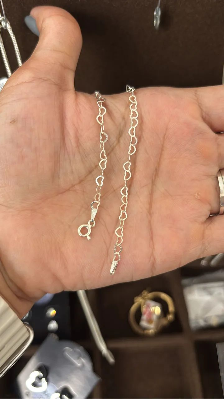 Pulseira Elo Coração Prata - Foto 2
