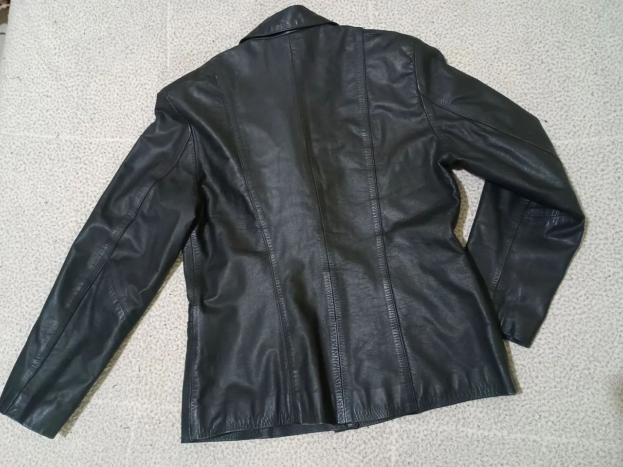 Blazer Vintage Le Cuir Couro Legítimo Preto M - Foto 3