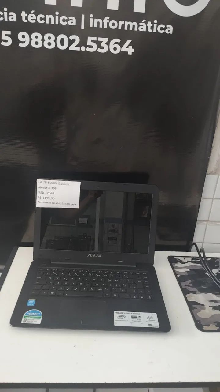Notebok Asus i5 5200U 4gb SSD 120 bateria nova