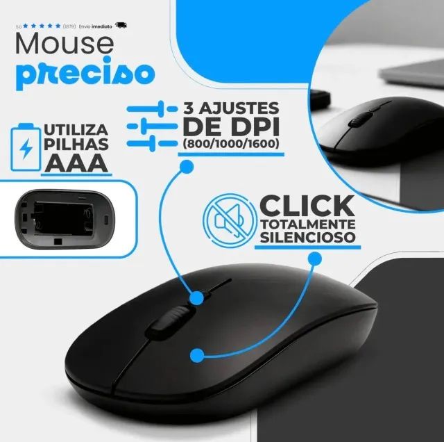 Mini Teclado + Mouse Sem Fio (Novo) - Foto 2