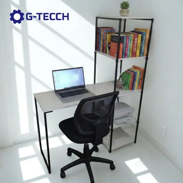 Mesa de Escritório Industrial NOVA Birô para Computador com Estante Multiuso Notebook Game - Foto 2