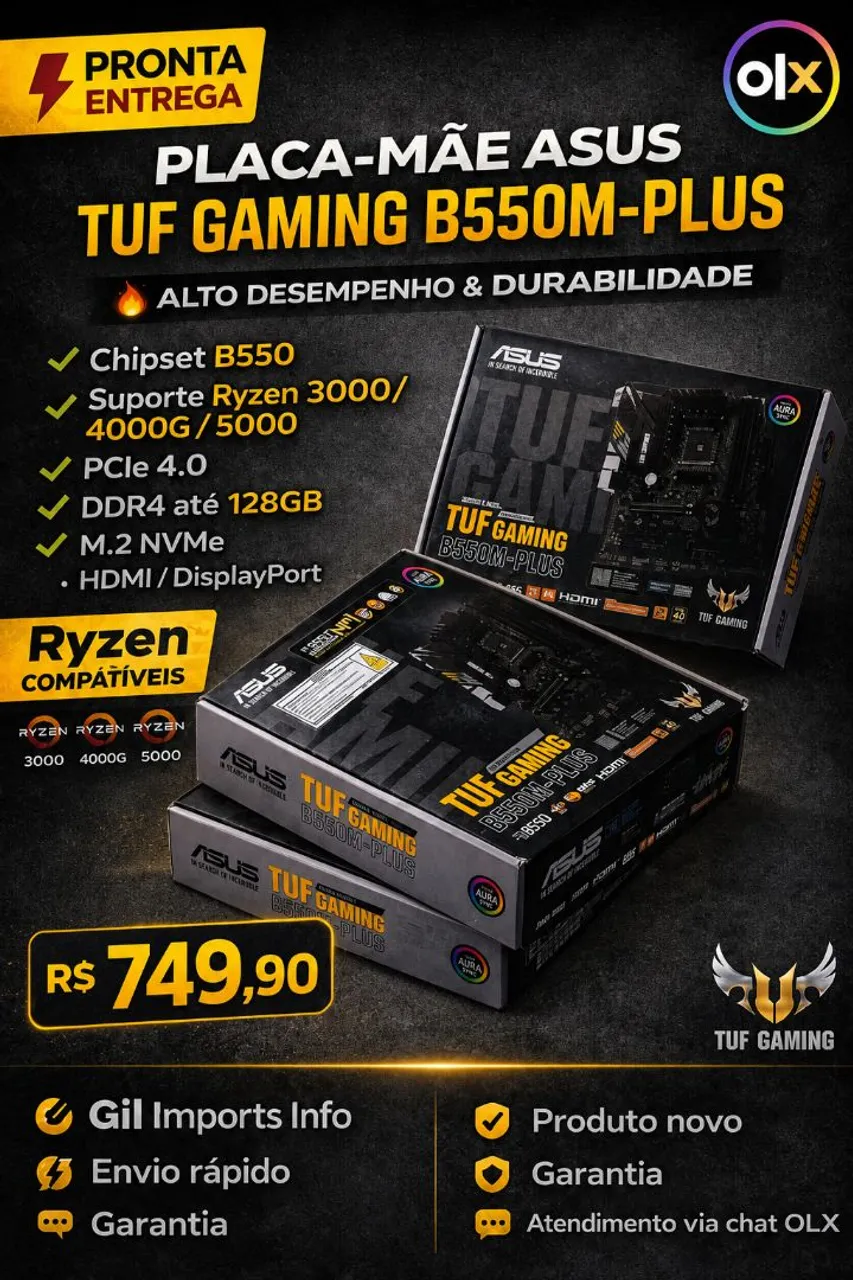 Placa Mãe ASUS ROG Strix Z490-E Gaming + i9 10900K novo - Peças de